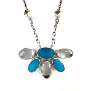 AZ Turquoise Citrine Quartz Crystal Handmade Sterling Silver Chain Necklace